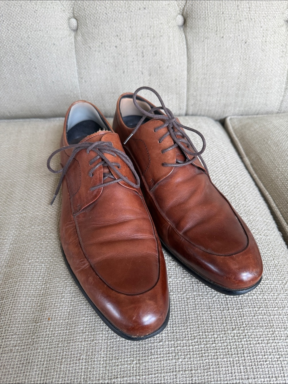 Kenneth Cole Men's Cognac Brown Leather Chief Officer Lace-Ups